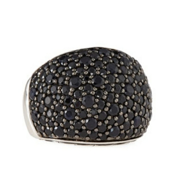 John Hardy Bedeg Silver Lava Pave Black Sapphire Ring - Picture 4 of 6